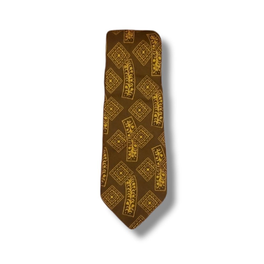 VINTAGE Wembley Tie‎ 70's Brown and Gold Harvest